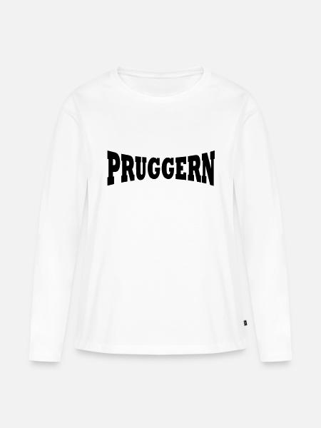 Pruggern Skiort Schriftzug - Frauen Premium Bio Langarmshirt - Weiß
