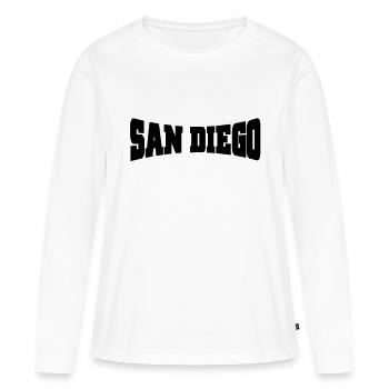 San Diego - T-shirt manches longues Premium bio Femme - blanc - Devant - Julia (174cm)
