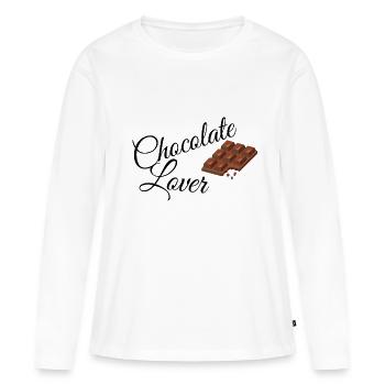 J'adore l'idée de cadeau pour amateur de chocolat grignoter du chocolat - T-shirt manches longues Premium bio Femme - blanc - Devant - Julia (174cm)
