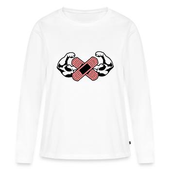 muscle bras pansement 1 - T-shirt manches longues Premium bio Femme - blanc - Devant - Julia (174cm)