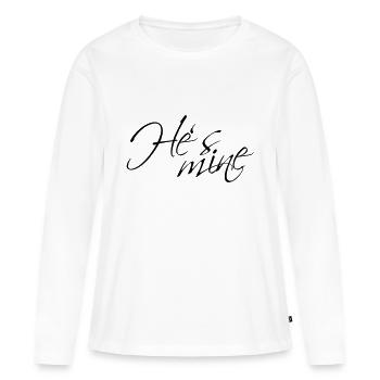 Hes mine - T-shirt manches longues Premium bio Femme - blanc - Devant - Julia (174cm)