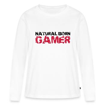 Naturel né Gamer - T-shirt manches longues Premium bio Femme - blanc - Devant - Julia (174cm)