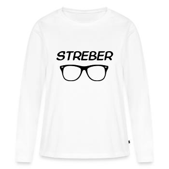 streber - Frauen Premium Bio Langarmshirt - Weiß - Vorne - Julia (174cm)