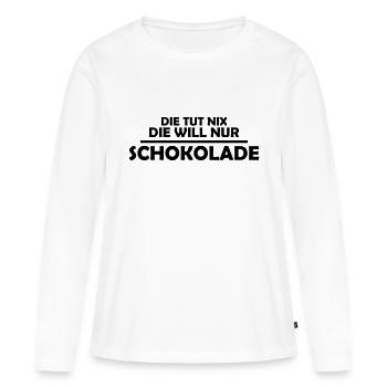 Die tut nix die will nur schokolade - Frauen Premium Bio Langarmshirt - Weiß - Vorne - Julia (174cm)