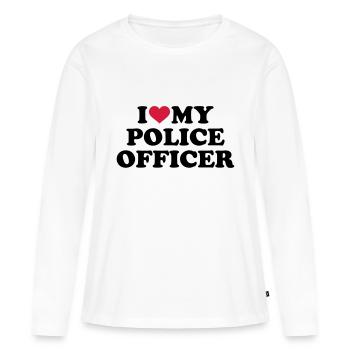 Policier - T-shirt manches longues Premium bio Femme - blanc - Devant - Julia (174cm)