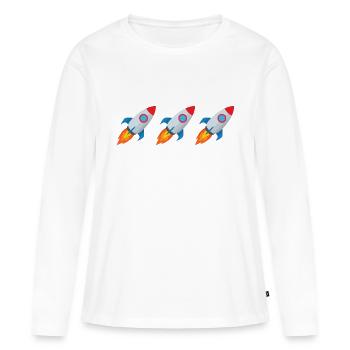 Emoji de fusée - T-shirt manches longues Premium bio Femme - blanc - Devant - Julia (174cm)