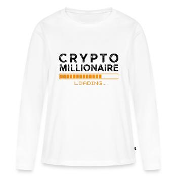 Bitcoin Crypto Millionaire Chargement - T-shirt manches longues Premium bio Femme - blanc - Devant - Julia (174cm)