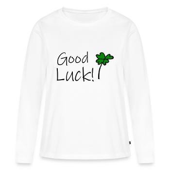 Bonne chance - T-shirt manches longues Premium bio Femme - blanc - Devant - Julia (174cm)