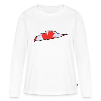 Piste de course du Canada avec drapeau - T-shirt manches longues Premium bio Femme - blanc - Devant - Julia (174cm)