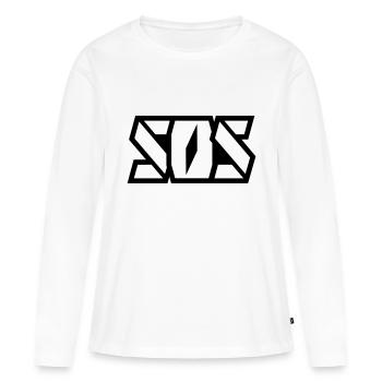 Lettrage SOS - T-shirt manches longues Premium bio Femme - blanc - Devant - Julia (174cm)