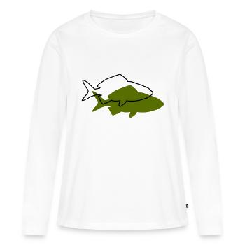 Poisson rouge - T-shirt manches longues Premium bio Femme - blanc - Devant - Julia (174cm)
