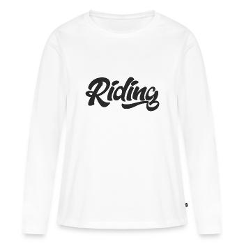 Équitation - Équitation - Cheval - Chevaux - Slogan - Dire - T-shirt manches longues Premium bio Femme - blanc - Devant - Julia (174cm)