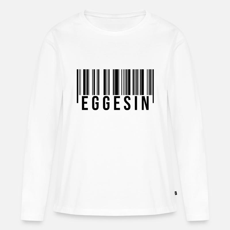 Eggesin Strichcode - Frauen Premium Bio Langarmshirt - Weiß
