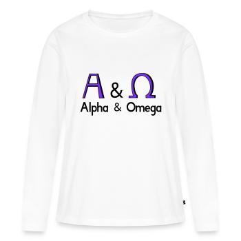 Alpha et Oméga - T-shirt manches longues Premium bio Femme - blanc - Devant - Julia (174cm)