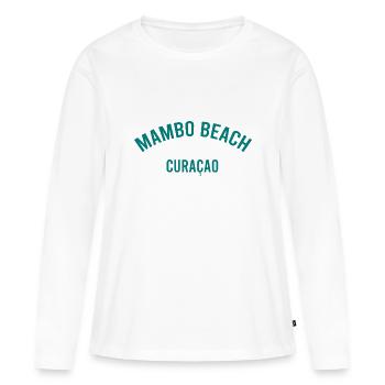 Mambo Beach - Curaçao - Caraïbes néerlandaises - Karibik - T-shirt manches longues Premium bio Femme - blanc - Devant - Julia (174cm)