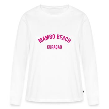 Mambo Beach - Curaçao - Caraïbes néerlandaises - Karibik - T-shirt manches longues Premium bio Femme - blanc - Devant - Julia (174cm)