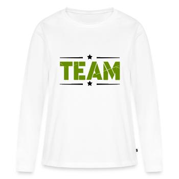 Équipe - T-shirt manches longues Premium bio Femme - blanc - Devant - Julia (174cm)