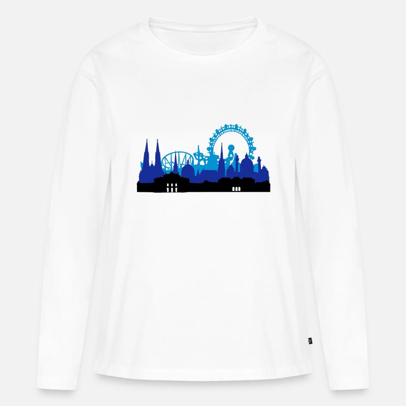 Wien Skyline - Frauen Premium Bio Langarmshirt - Weiß