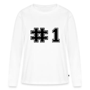 Maman du numéro un - T-shirt manches longues Premium bio Femme - blanc - Devant - Julia (174cm)