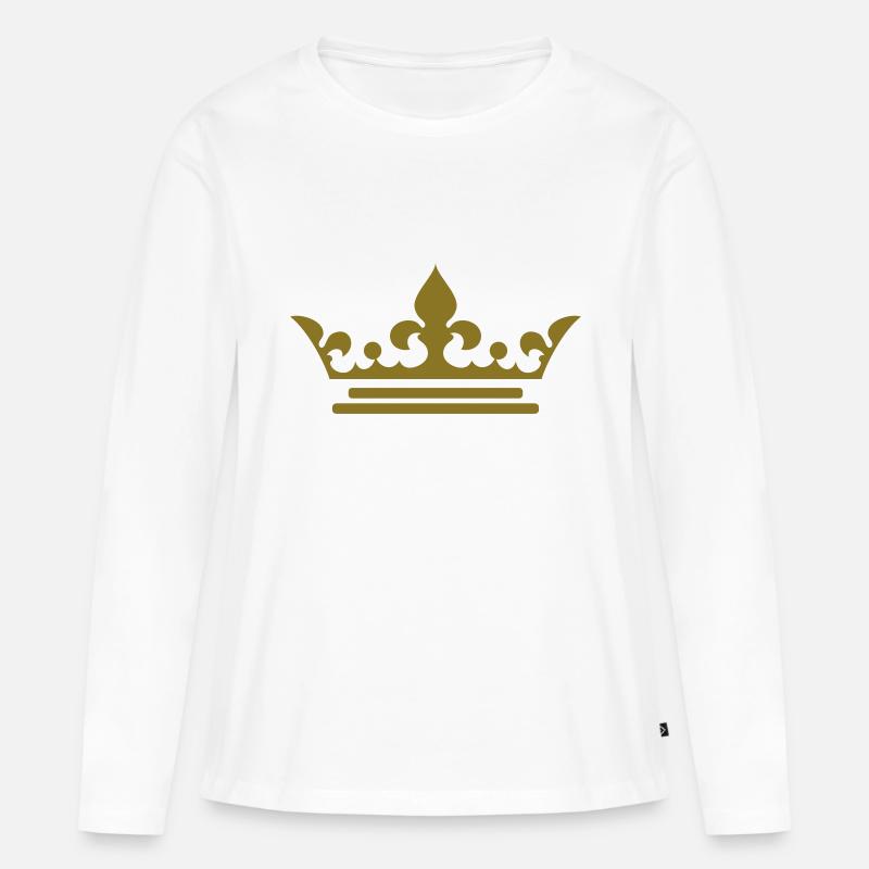 crown 08 plain 2010 10 05 1c - Frauen Premium Bio Langarmshirt - Weiß