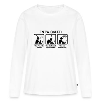 Entwickler - What my friends think I do - Frauen Premium Bio Langarmshirt - Weiß - Vorne - Julia (174cm)