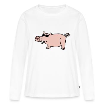 Porc frais - T-shirt manches longues Premium bio Femme - blanc - Devant - Julia (174cm)
