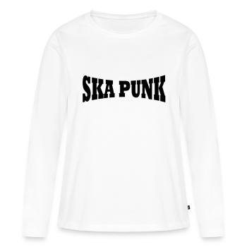 Ska lettrage - T-shirt manches longues Premium bio Femme - blanc - Devant - Julia (174cm)