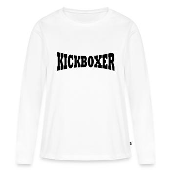 Kickboxer lettrage - T-shirt manches longues Premium bio Femme - blanc - Devant - Julia (174cm)