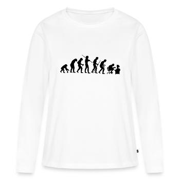 evolution - Frauen Premium Bio Langarmshirt - Weiß - Vorne - Julia (174cm)