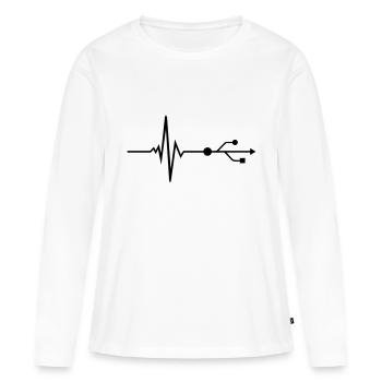 USB - DJ - Puls - Beat - Frauen Premium Bio Langarmshirt - Weiß - Vorne - Julia (174cm)