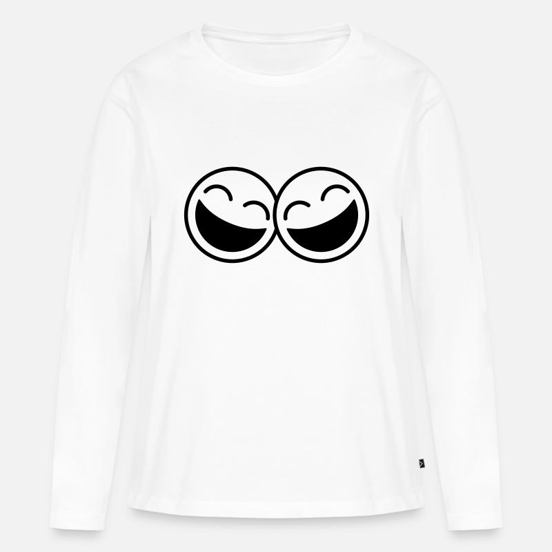 Laughing Smileys - Frauen Premium Bio Langarmshirt - Weiß