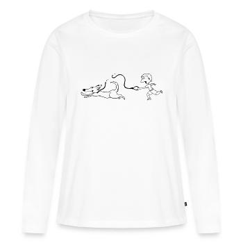 Gassi gehen - Frauen Premium Bio Langarmshirt - Weiß - Vorne - Julia (174cm)