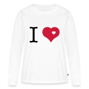 i love - T-shirt manches longues Premium bio Femme - blanc - Devant - Julia (174cm)