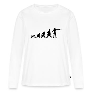 Zeichnen Evolution Spaß Sport Schießen Pistole Hum - Frauen Premium Bio Langarmshirt - Weiß - Vorne - Julia (174cm)