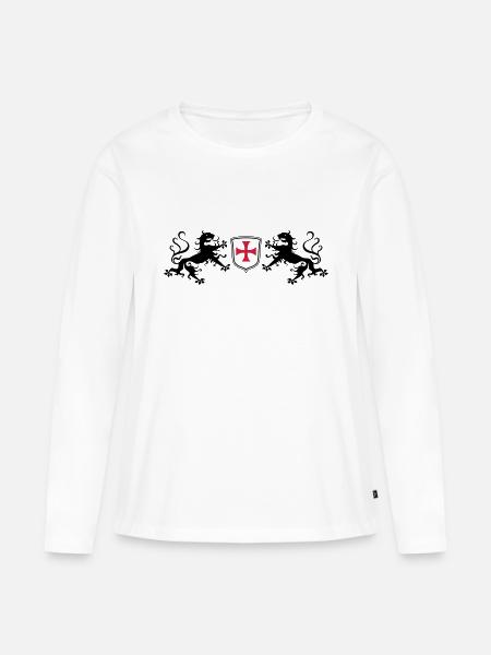 Löwen Templer Kreuz - Frauen Premium Bio Langarmshirt - Weiß