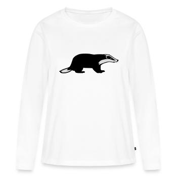 Dachs - Frauen Premium Bio Langarmshirt - Weiß - Vorne - Julia (174cm)