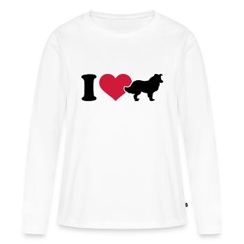 Collie - Frauen Premium Bio Langarmshirt - Weiß - Vorne - Julia (174cm)