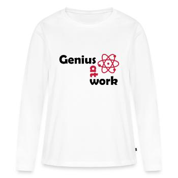 genius at work - Frauen Premium Bio Langarmshirt - Weiß - Vorne - Julia (174cm)