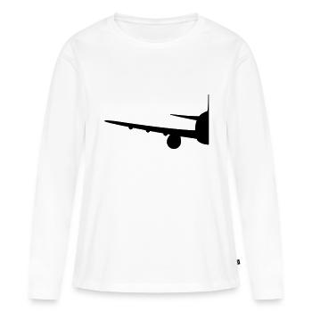 hälfte halb halbes geteilt vorne front flugzeug fl - Frauen Premium Bio Langarmshirt - Weiß - Vorne - Julia (174cm)