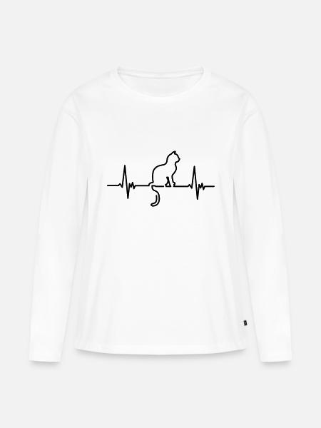 cat - Frauen Premium Bio Langarmshirt - Weiß