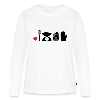 faire cuire au four - T-shirt manches longues Premium bio Femme - blanc - Devant - Julia (174cm)