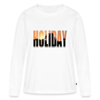 Vacances - T-shirt manches longues Premium bio Femme - blanc - Devant - Julia (174cm)