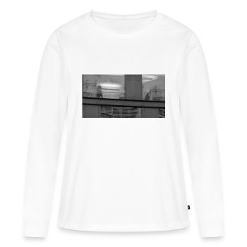 Caché derrière une vitre - T-shirt manches longues Premium bio Femme - blanc - Devant - Julia (174cm)