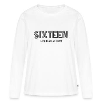 Seize 16e anniversaire - T-shirt manches longues Premium bio Femme - blanc - Devant - Julia (174cm)