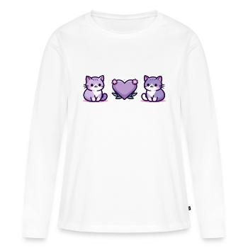 Katzen mit großem Herz - Frauen Premium Bio Langarmshirt - Weiß - Vorne - Julia (174cm)