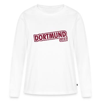 Dortmund - 0231 - Indicatif Régional - T-shirt manches longues Premium bio Femme - blanc - Devant - Julia (174cm)