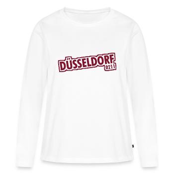 Düsseldorf - 0211 - Vorwahl - NRW - Ruhrpott - Frauen Premium Bio Langarmshirt - Weiß - Vorne - Julia (174cm)