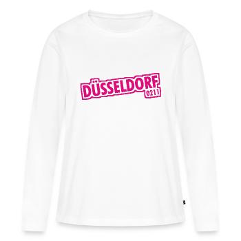 Düsseldorf - 0211 - Vorwahl - NRW - Ruhrpott - Frauen Premium Bio Langarmshirt - Weiß - Vorne - Julia (174cm)