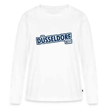 Düsseldorf - 0211 - Vorwahl - NRW - Ruhrpott - Frauen Premium Bio Langarmshirt - Weiß - Vorne - Julia (174cm)