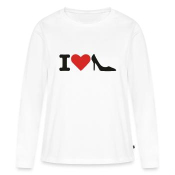 Schuhe - Frauen Premium Bio Langarmshirt - Weiß - Vorne - Julia (174cm)